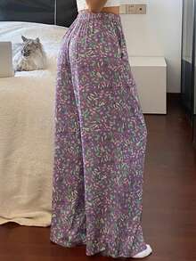 DAZY Floral & Plant Print Loose Women Pajama Bottoms