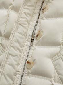 Glimmora Fashionable Retro Y2K White Hooded Faux Fur Collar Waist Cropped Down Jacket - White - View 5