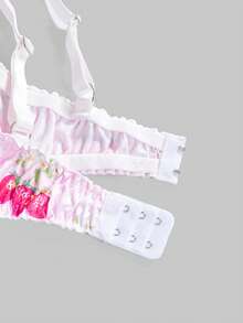 ROMWE Kawaii 2件套加大码甜美可爱草莓花卉印花文胸套装 - 彩色 - 查看 5