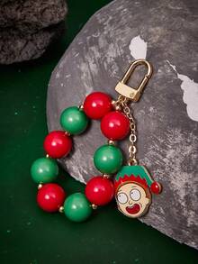 Rick and Morty X SHEIN 1pc Zinc Alloy Drip Oil Cartoon Christmas Series Beaded Keychain, Luxury Niche Couple Casual, Also Suitable For Bag Decor, Fit For Party, Concert, Festival - Gold - View 4
