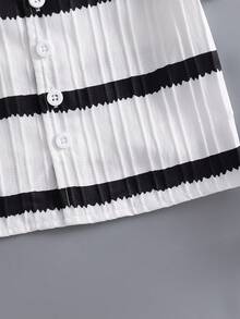 Bộ đồ mùa hè thường ngày 2 món cho bé trai/trẻ sơ sinh và trẻ mới biết đi 6 tháng-3 tuổi, áo sơ mi cổ sọc đen trắng và quần short in chữ trắng, chất liệu vải dệt jacquard, mềm mại và thoải mái, thích hợp cho các hoạt động vui chơi ngoài trời hàng ngày, đi học, đi nghỉ, giải trí gia đình, thể thao và tụ tập, bộ đồ ngày lễ thường ngày, thích hợp cho mùa hè - Đen và trắng - Xem 7