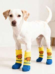 PETSIN 防滑底可爱小狗宠物针织袜可爱宠物时尚宠物狗袜猫狗玩具用品 - 彩色 - 查看 3