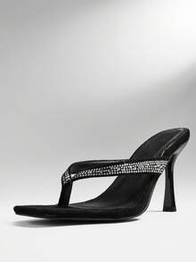 SHUZIA Giày sandal đế xuồng hở gót thoải mái, tối giản dành cho nữ - màu đen - Xem 6