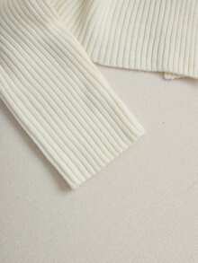 Franclia New Elegant V-Neck Design Solid Color Pullover Sweater For Women, Versatile For Autumn, Christmas - White - View 3