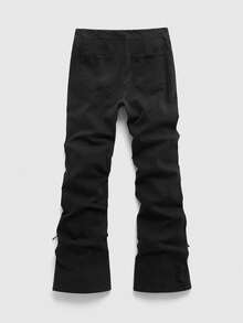 ROMWE MEN Street Life Men's Distressed Eyelet Lace-Up Flared Jeans - Black - View 2