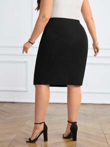 Miaspire Falda de talle alto con dobladillo dividido, versátil para uso diario, en talla grande