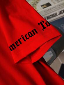 Manfinity LEGND Camiseta de manga corta de cuello redondo casual para hombres con diseño de letra gótica de LA