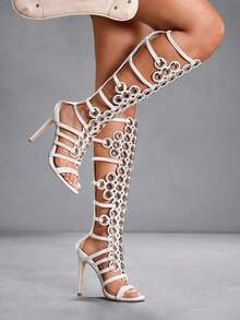 CUCCOO SZL Sandales à talons et sexy pour le travail et les sorties pour femmes - Blanc - Voir 1