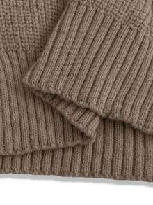 Franclia 女式简约时尚十字领纯色插肩袖金属纽扣修身开衫 - 杏色 - 查看 7