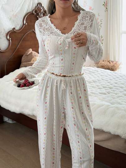 Bloemen Kanten Women Pajama Set view 7