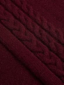 Sweetra Women's Twist Rope Lantern Sleeve Slim Fit Cardigan Sweater, Autumn/Winter - Burgundy - View 5