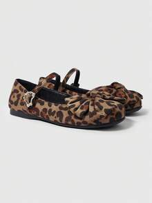 ROMWE Kawaii Women's Leopard Print Bow Buckle Design Casual Loafers For Christmas - Multicolor - View 3