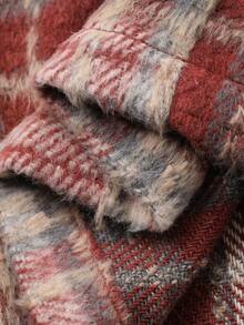 FRIFUL Women's Plaid Brushed Drawstring Waist Straight Leg Casual Pants, Versatile - Red - View 7