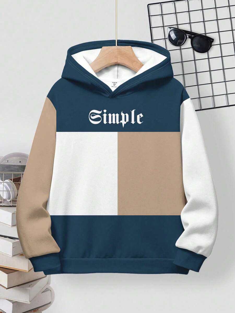 男童休闲宽松舒适长袖卫衣，适合秋冬季节穿着，图案T恤，X码，童装 - 彩色 - 查看 1