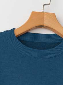 Franclia 女士修身圆领保暖长袖毛衣 - 藍色 - 查看 5