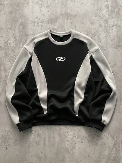 Manfinity EMRG 男士拼接印花套头衫，运动户外男士印花卫衣