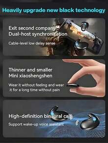 Teckwe 1 Wireless Sleep Earphone In Ear With Ultra Long Battery Life, Digital Display Supporting Music, Dual Sided Stereo, Fingerprint Control, Voice Suitable For Both Boys And Girls, Cool Breathing Light With Three Color Options 150mAh - Multicolor - View 2