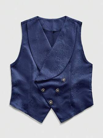 Men's Gothic Jacquard Double-Breasted Business Suit Vest