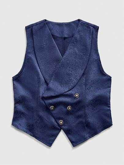 Men's Gothic Jacquard Double-Breasted Business Suit Vest