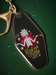 Rick and Morty X SHEIN 1 Móc khóa hình Giáng sinh bằng hợp kim kẽm, sang trọng, phù hợp cho cặp đôi thường ngày, cũng thích hợp để trang trí túi xách, phù hợp cho tiệc tùng, hòa nhạc, lễ hội - Vàng - Xem 4