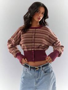 Glamine Cardigan court à épaules tombantes pour femmes, automne/hiver, hiver pour femmes, pulls femme, cardigans courts, hauts en tricot, cardigans femme