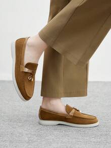 CUCCOO BIZCHIC Sepatu Loafer Kasual Nyaman Berbahan Suede Warna Cokelat Muda untuk Wanita, Cocok untuk Bepergian, Aktivitas Luar Ruangan, Belanja, Kerja, dan Pemakaian Sehari-hari untuk Natal. - Unta - View 8