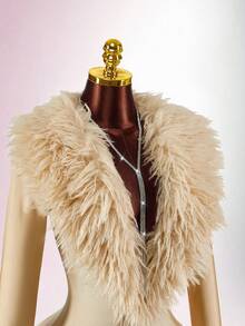 Amplova 女士毛绒连体衣，人造毛领拼接深V领长袖紧身连体裤 - 彩色 - 查看 5