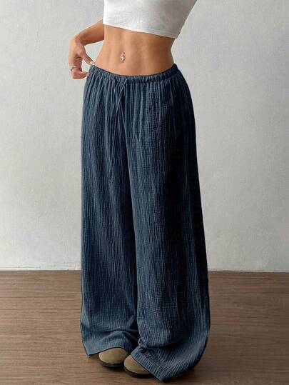 Flirla Women's Ultra Low-Rise Casual Cotton Straight Leg Pants Fall Cloth For Women