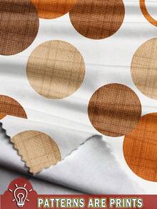 SHEIN LUNE 2pcs Set Plus Size Women Casual Dotted Print Loose Round Neck Top And Skirt Set, Suitable For Summer - Multicolor - View 6