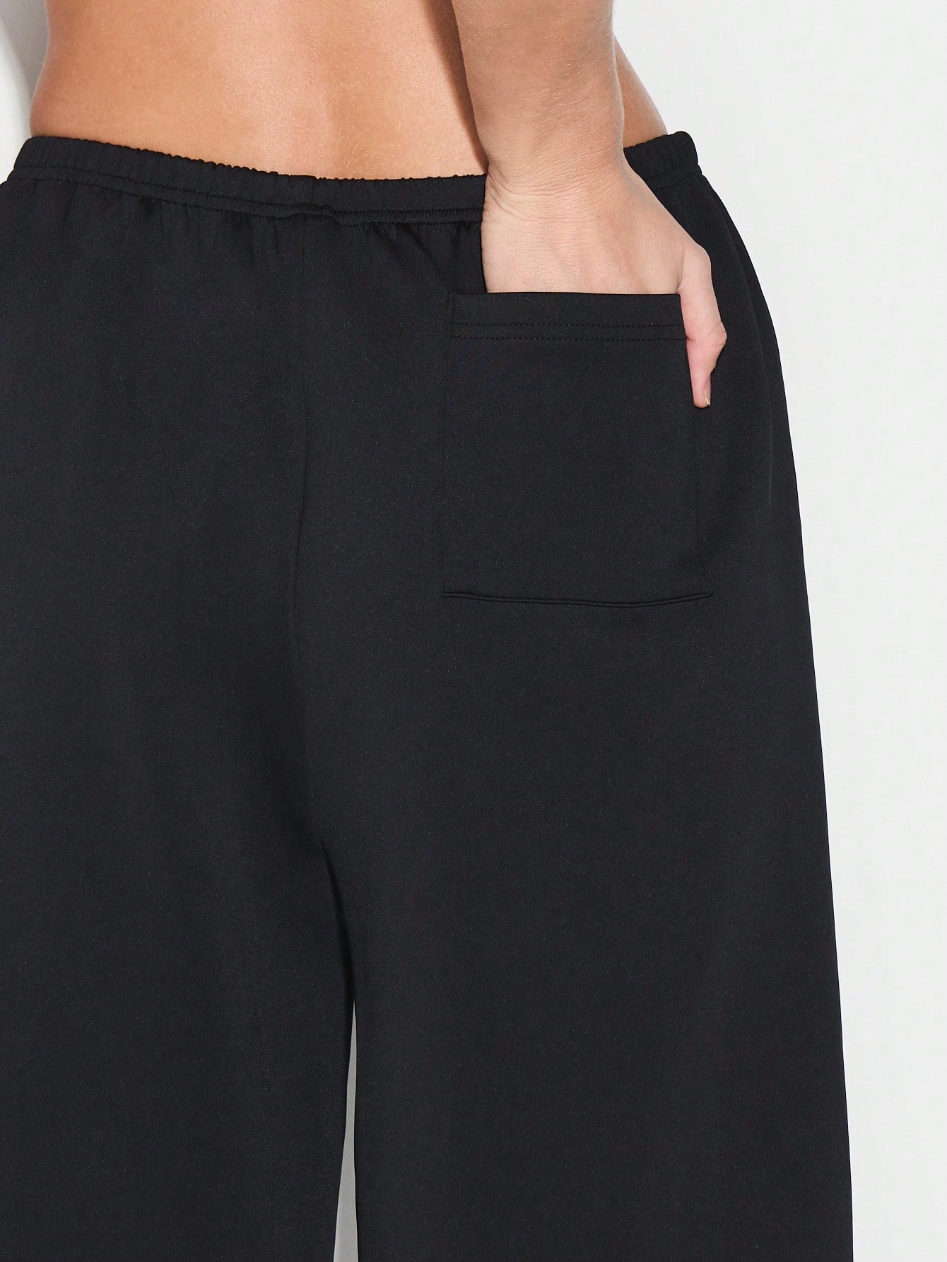 KIZN Calças de moletom de perna larga com cordão