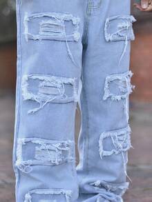 Devon Thys Jeans anchos de corte holgado y estilo retro casual para hombres, pantalones de moda callejera, estilo emo - Azul - Ver 3