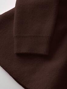 Franclia Áo khoác len cardigan viền bèo nhún họa tiết hoa thu đông dành cho nữ - Cà phê nâu - Xem 5