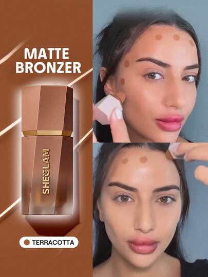 SHEGLAM Sun Beam Matte Flytande Bronzer-Terracotta Gel Cream Contour Ej Fet LåNgvarig HöGpigmenterad Natural Contour Contouring Weightless Bronzer Brown Contour & Bronzer MäRke SköNhet Smink Kosmetika FöR Kvinnor Och Flickor Perfekt FöR Vinter Idealisk FöR Y2K Elegant Mode Passande FöR FöDelsedag GåVa Fest Klar BäSt FäRg