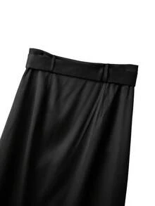 Franclia 黑色金色双拉链口袋优雅女士半身裙 - 黑色 - 查看 5