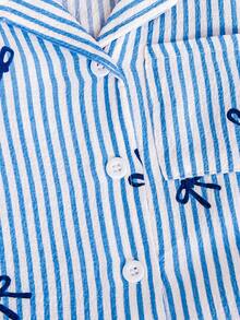 SHEIN Conjunto de ropa casual de camisa de manga larga a rayas con lazo para bebé niña, recién nacido, bebé y niña pequeña de 0 a 3 años, adecuado para usar en casa y al aire libre en otoño/invierno