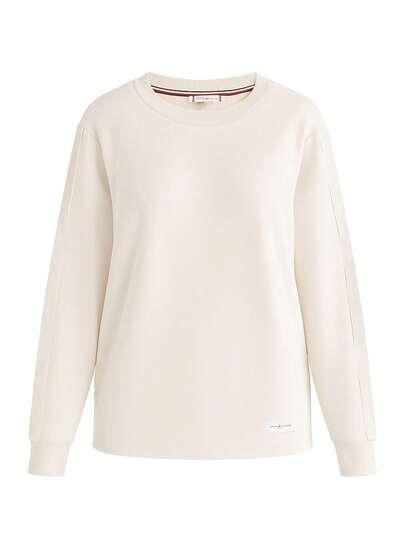 Tommy Hilfiger Damen-Sweatshirt mit Rundhalsausschnitt, Kaschmircreme