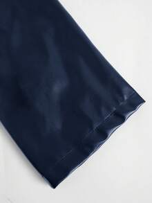 SHEIN Clasi 大码女式极简收腰中长款外套，适合通勤，秋冬季穿着 - 藏蓝色 - 查看 8