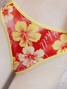 Bellisia Bộ bikini 3 mảnh họa tiết hoa cho lễ hội âm nhạc bãi biển mùa hè dành cho nữ - Nhiều màu - Xem 3