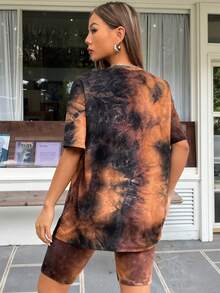 Muchica 扎染落肩T恤和骑行短裤两件套 - 彩色 - 查看 2