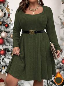 Vionelle Plus Size Women's Ribbed A-Line Dress Fall Cloth For Women