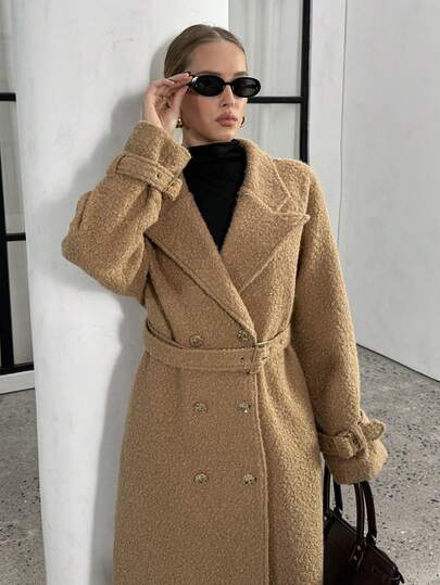 Lavishia Haki Teddy Polar Büyük Boy Kadın Trençkotu, İşe Gidip Gelmek İçin Şık