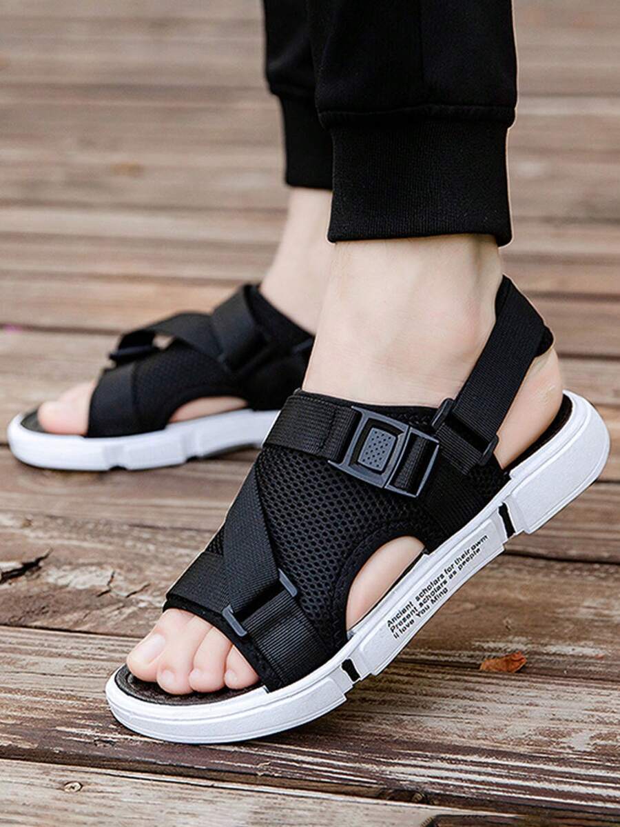 Sandalias deportivas negras para hombre con doble función, sandalias de hombre, tenis para hombre, pantuflas de hombre, tenis de hombre, sandalias de playa, tenis hombre, adecuadas para actividades al aire libre, ropa de playa y deportes informales cotidianos sandalias. - Blanco y Negro - Ver 1