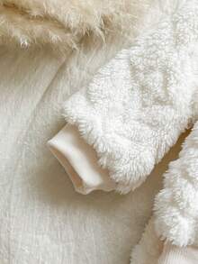 SHEIN Vintaside Kids 2pcs Baby Outfit, Cute Rabbit Pattern Sweatshirt And Fuzzy Long Pants Set, Milky White, Autumn/Winter - Pink - View 8