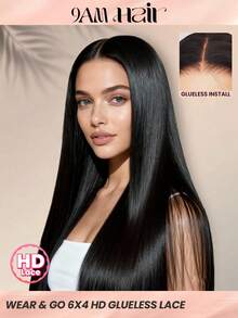 TrueHD 9AM HAIR STORE Glueless Hd Lace Front Straight 6 X 4 HD 180% 8-16 Bob Inch 18-30 Inch Long Hair 150% Density 10-14 Inch Bob Lace Closure Wigs Natural Color Pre Plucked Hairline Silky Daily Use Wear & Go For Beginners Hair Accessories For Women Weaves Human Hair Hairpiece Vampire Halloween Wigs Halloween Costume Halloween - SNatural - View 2