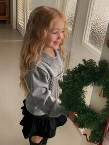 DAZY Young Girl 2 In 1 Turtleneck Long Sleeve Sweater, Autumn/Winter - Grey - View 1