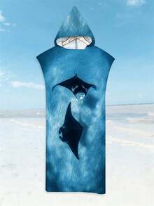 SHEIN 一件装速干冲浪斗篷换衣浴袍连帽衫，成人男女通用，可穿戴沙滩巾，超细纤维材质，适合游泳、沙滩冲浪、潜水、居家、温泉沐浴等场合。 - 彩色 - 查看 27