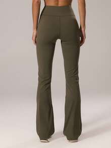 Musera Sport 运动修身喇叭瑜伽裤，冬季运动健身休闲板式网球健身 - 軍綠色 - 查看 4