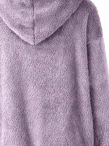 INAWLY 全新秋冬女式加大码宽松毛绒拉链连帽夹克 - 紫色 - 查看 4