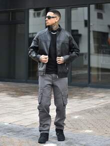 Devon Thys 男士翻盖口袋工装裤（无腰带），秋季款 - 灰色 - 查看 1