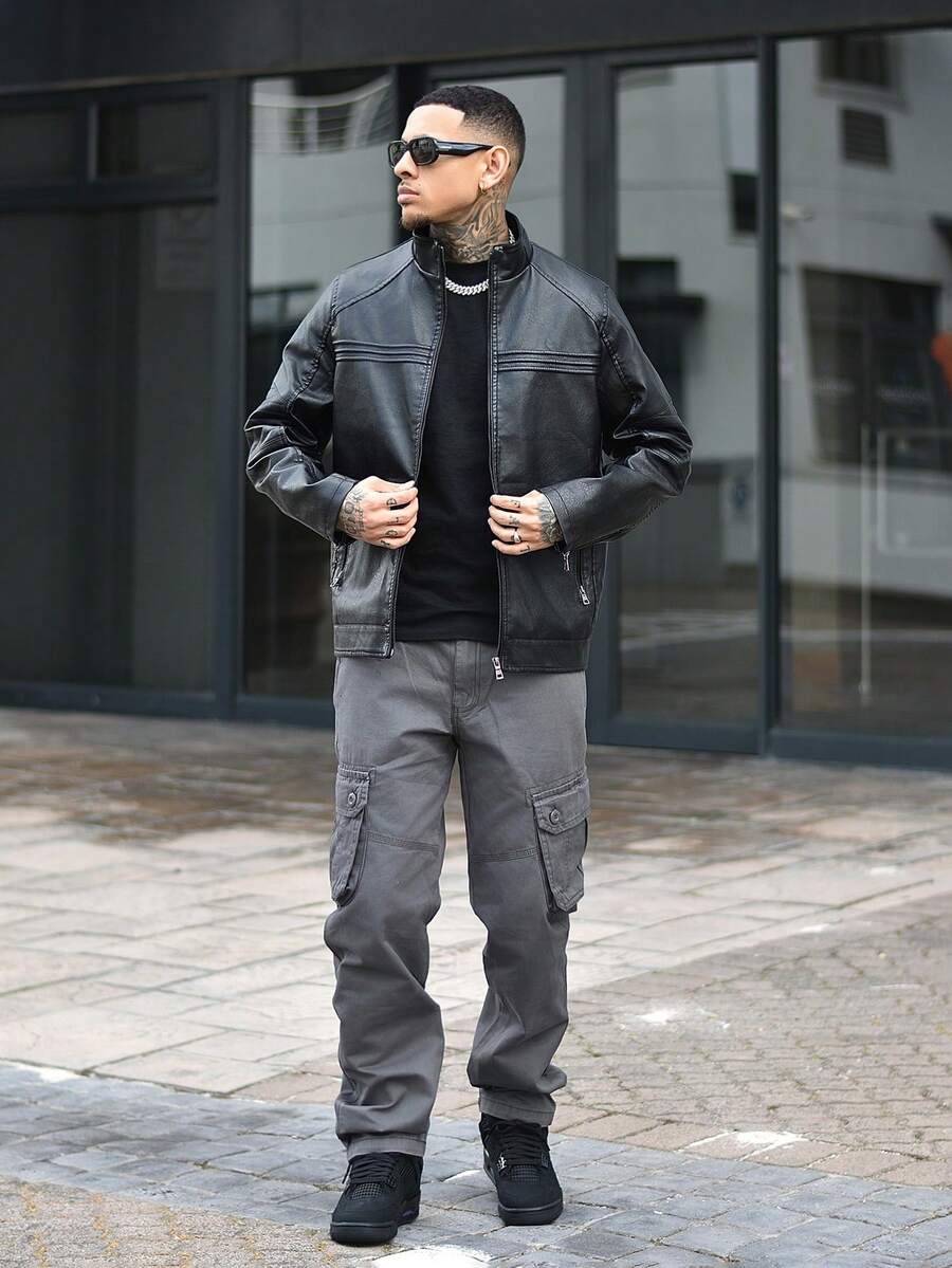 Devon Thys 男士翻盖口袋工装裤（无腰带），秋季款 - 灰色 - 查看 1